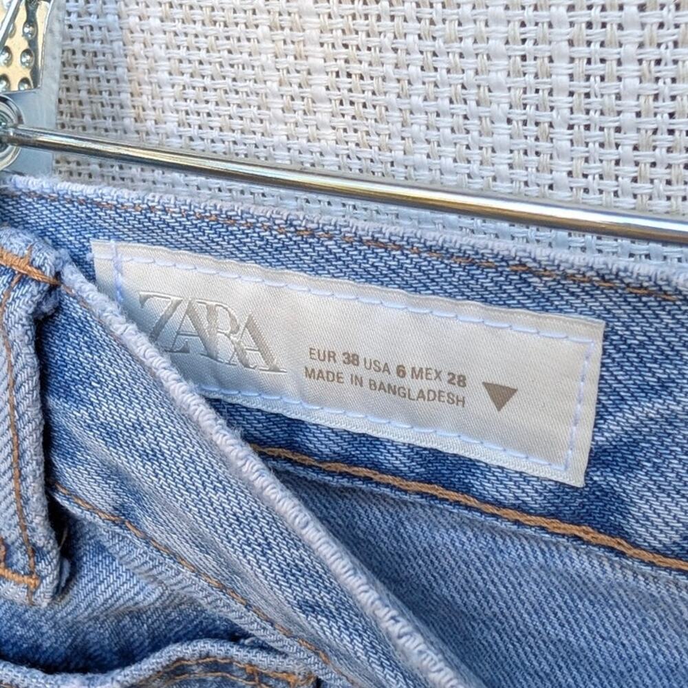 Zara Light Blue Wide Leg Flare Jeans - Picture 4 of 8